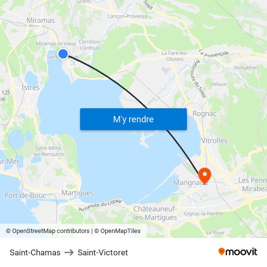 Saint-Chamas to Saint-Victoret map