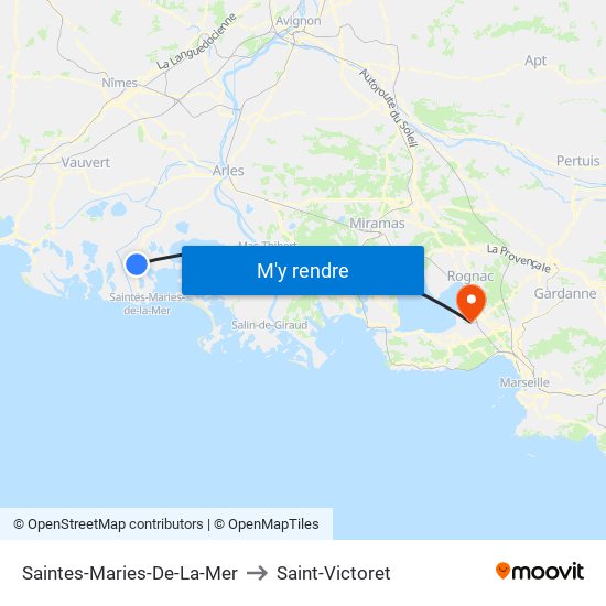 Saintes-Maries-De-La-Mer to Saint-Victoret map