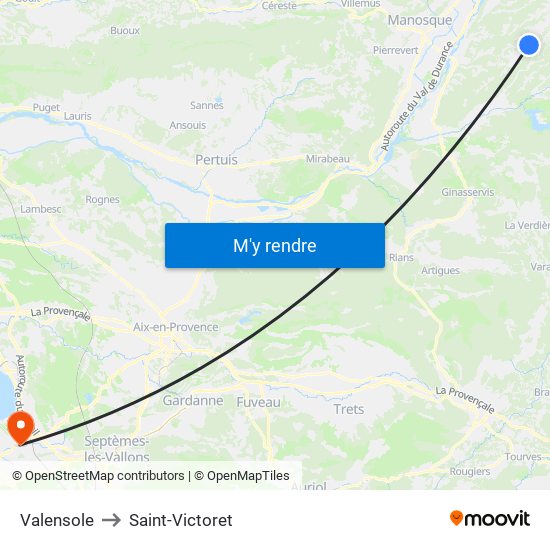 Valensole to Saint-Victoret map