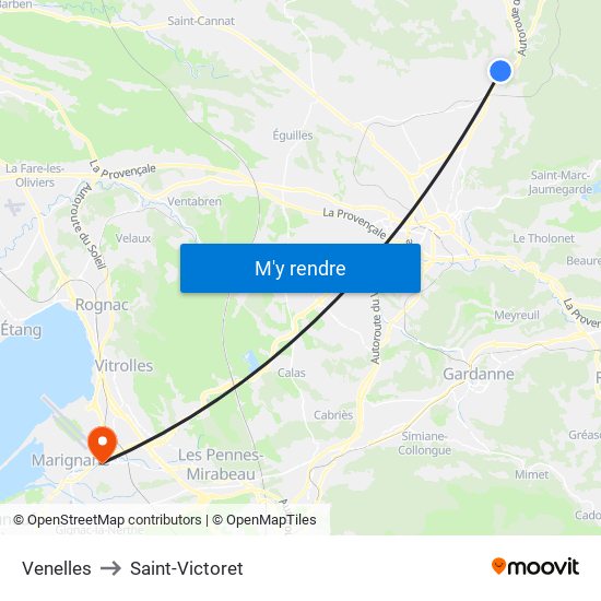 Venelles to Saint-Victoret map