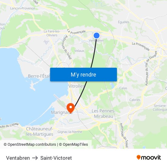 Ventabren to Saint-Victoret map