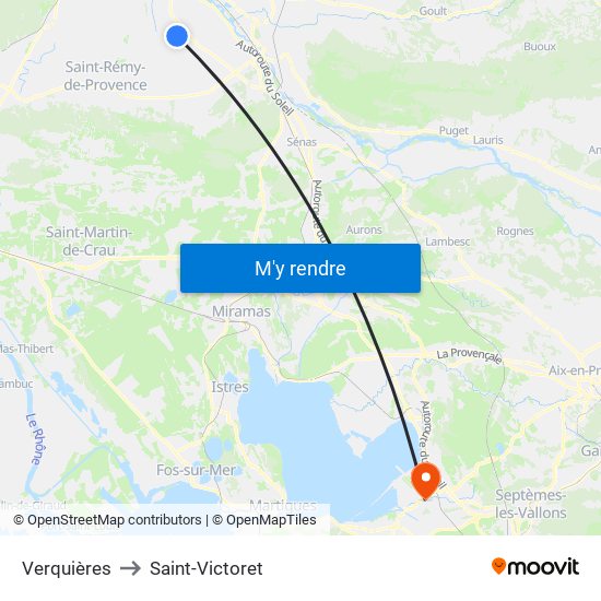 Verquières to Saint-Victoret map