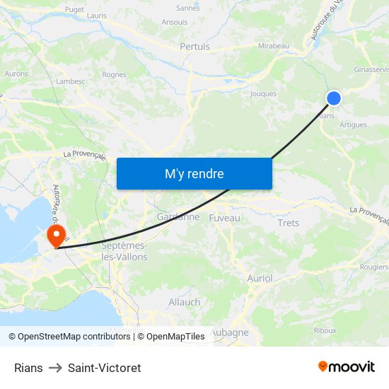Rians to Saint-Victoret map