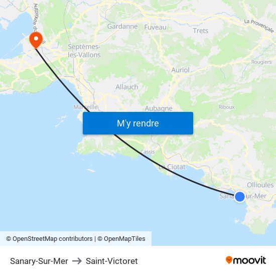 Sanary-Sur-Mer to Saint-Victoret map