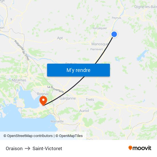 Oraison to Saint-Victoret map