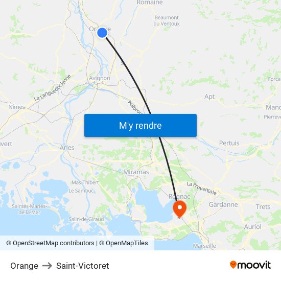 Orange to Saint-Victoret map