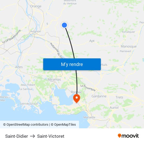 Saint-Didier to Saint-Victoret map