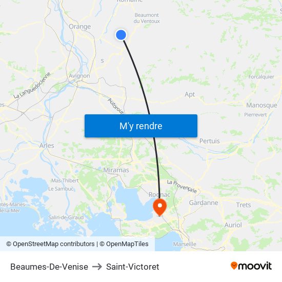 Beaumes-De-Venise to Saint-Victoret map