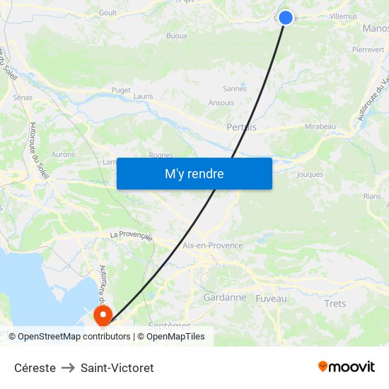 Céreste to Saint-Victoret map