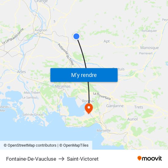 Fontaine-De-Vaucluse to Saint-Victoret map