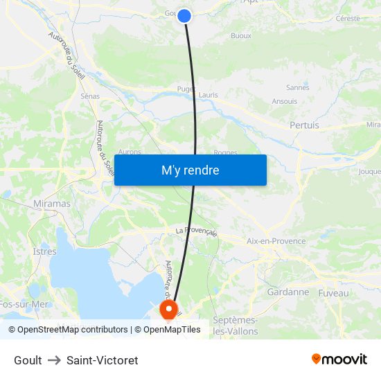 Goult to Saint-Victoret map