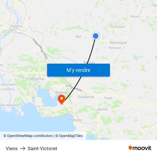Viens to Saint-Victoret map