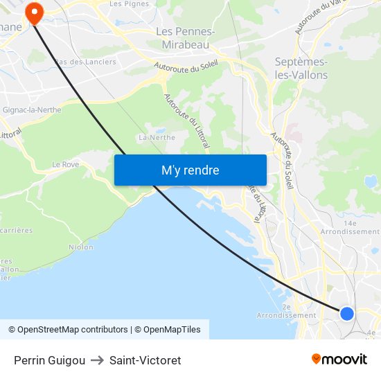 Perrin Guigou to Saint-Victoret map