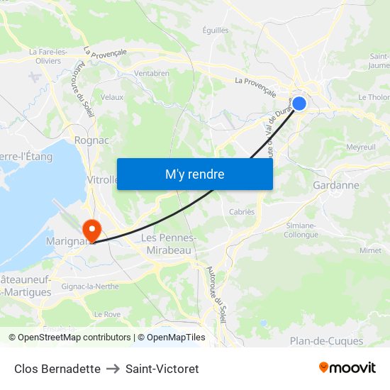 Clos Bernadette to Saint-Victoret map