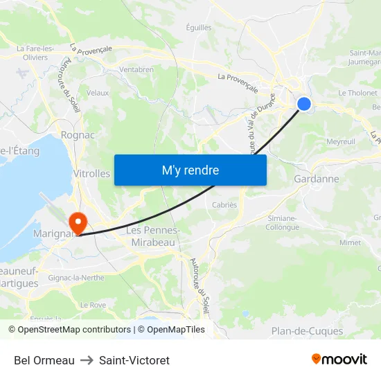 Bel Ormeau to Saint-Victoret map