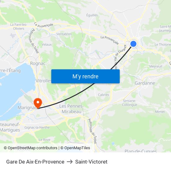 Gare De Aix-En-Provence to Saint-Victoret map
