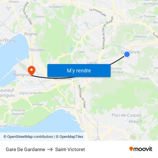 Gare De Gardanne to Saint-Victoret map