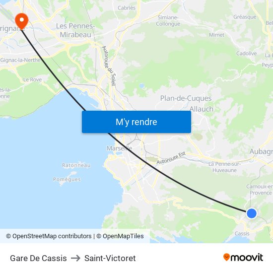 Gare De Cassis to Saint-Victoret map