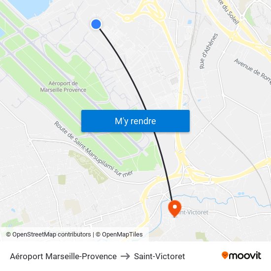 Aéroport Marseille-Provence to Saint-Victoret map