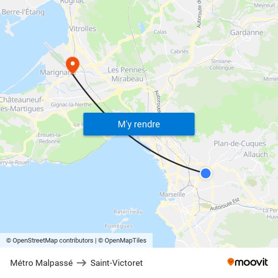 Métro Malpassé to Saint-Victoret map