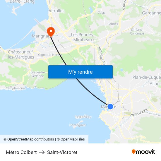 Métro Colbert to Saint-Victoret map