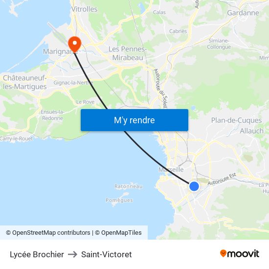 Lycée Brochier to Saint-Victoret map