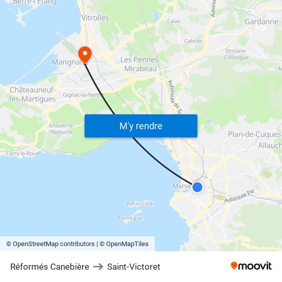 Réformés Canebière to Saint-Victoret map