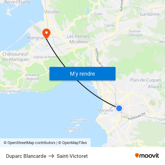 Duparc Blancarde to Saint-Victoret map