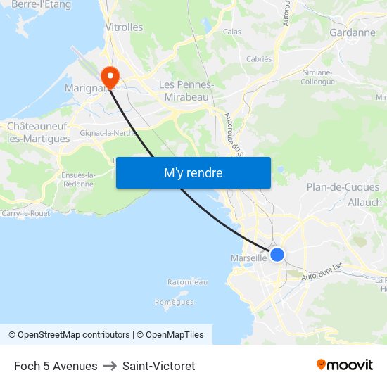 Foch 5 Avenues to Saint-Victoret map