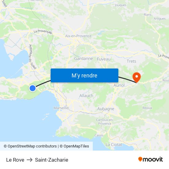 Le Rove to Saint-Zacharie map