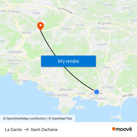 La Garde to Saint-Zacharie map