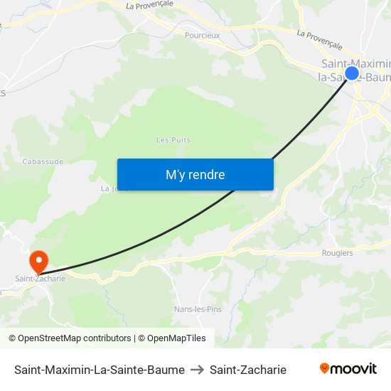 Saint-Maximin-La-Sainte-Baume to Saint-Zacharie map