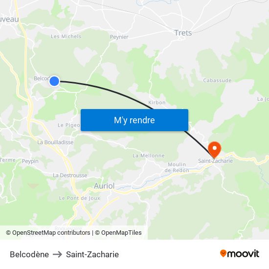 Belcodène to Saint-Zacharie map