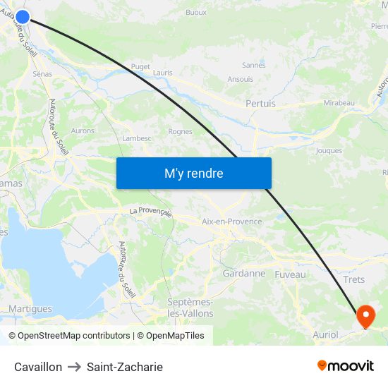 Cavaillon to Saint-Zacharie map