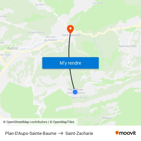 Plan-D'Aups-Sainte-Baume to Saint-Zacharie map