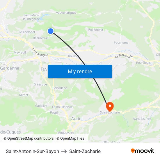 Saint-Antonin-Sur-Bayon to Saint-Zacharie map