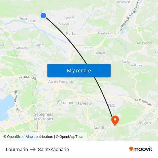 Lourmarin to Saint-Zacharie map