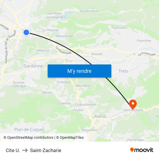 Cite  U. to Saint-Zacharie map