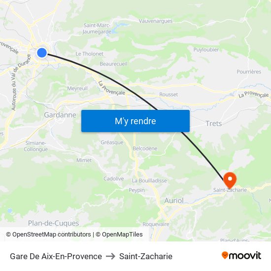 Gare De Aix-En-Provence to Saint-Zacharie map