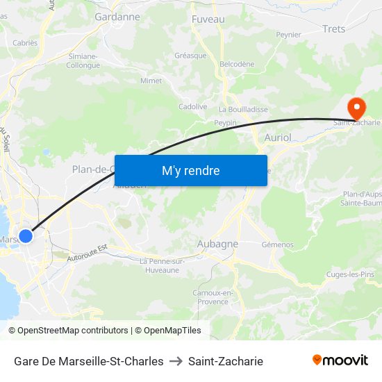 Gare De Marseille-St-Charles to Saint-Zacharie map
