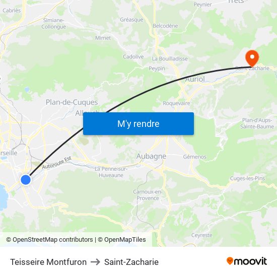 Teisseire Montfuron to Saint-Zacharie map