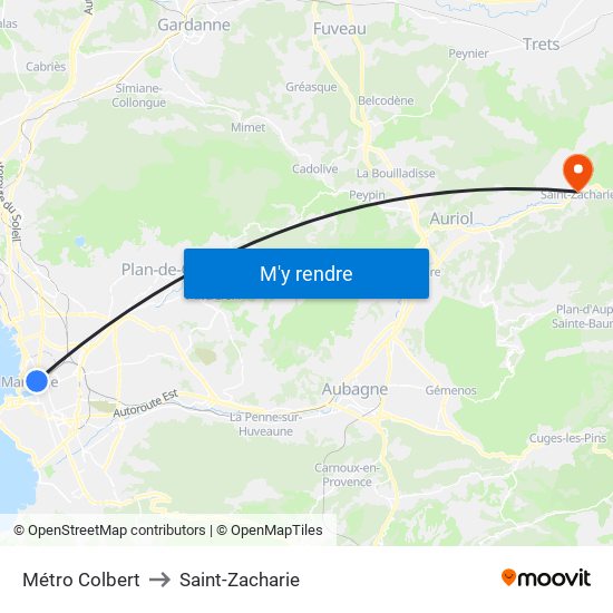 Métro Colbert to Saint-Zacharie map
