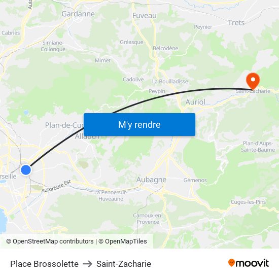 Place Brossolette to Saint-Zacharie map