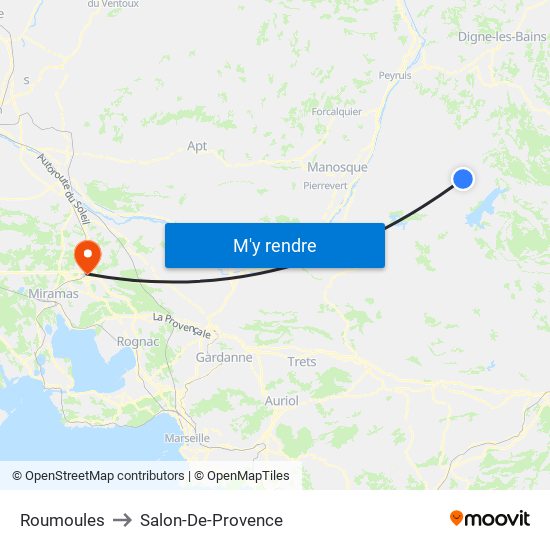 Roumoules to Salon-De-Provence map