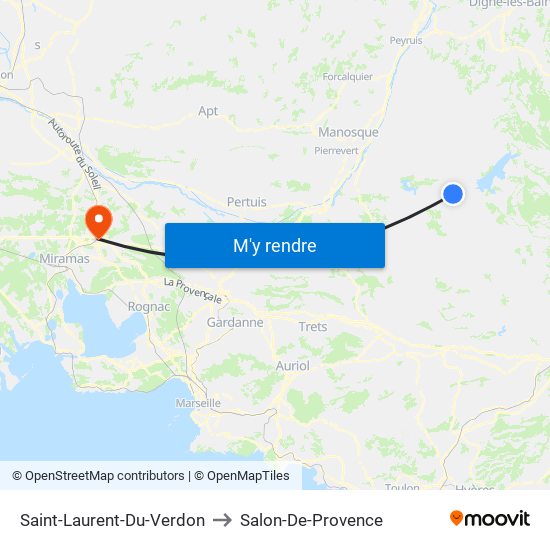 Saint-Laurent-Du-Verdon to Salon-De-Provence map
