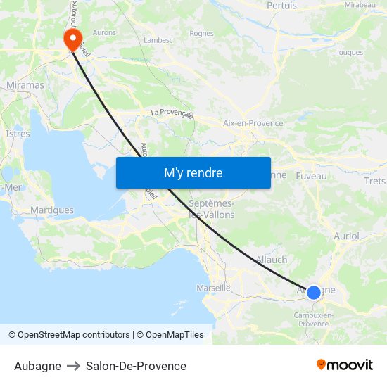 Aubagne to Salon-De-Provence map