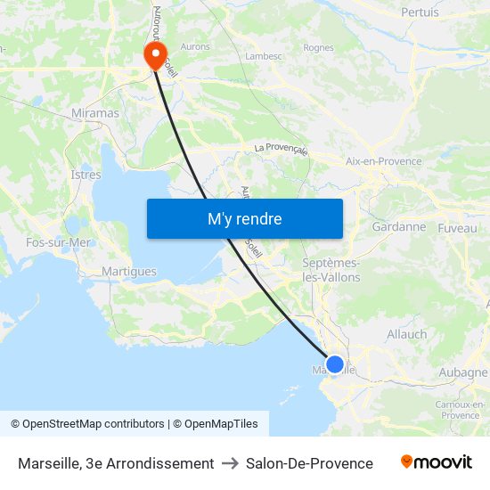 Marseille, 3e Arrondissement to Salon-De-Provence map