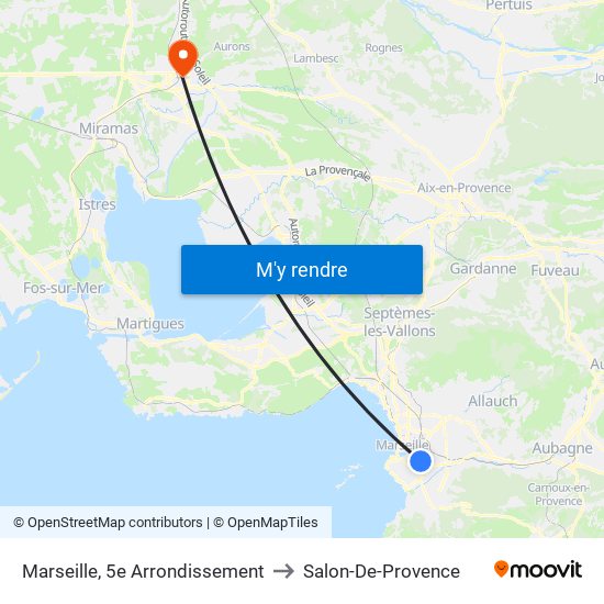 Marseille, 5e Arrondissement to Salon-De-Provence map