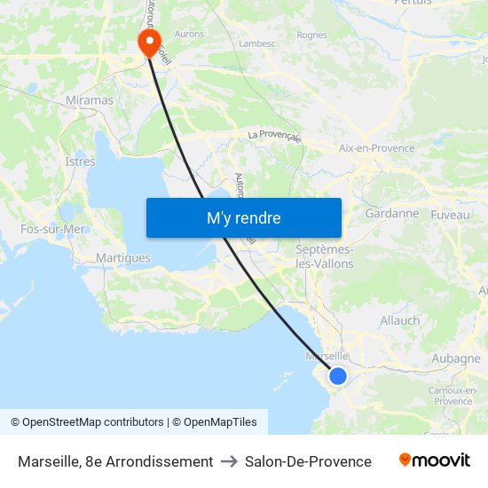 Marseille, 8e Arrondissement to Salon-De-Provence map