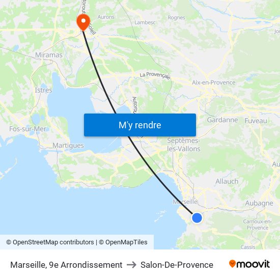 Marseille, 9e Arrondissement to Salon-De-Provence map